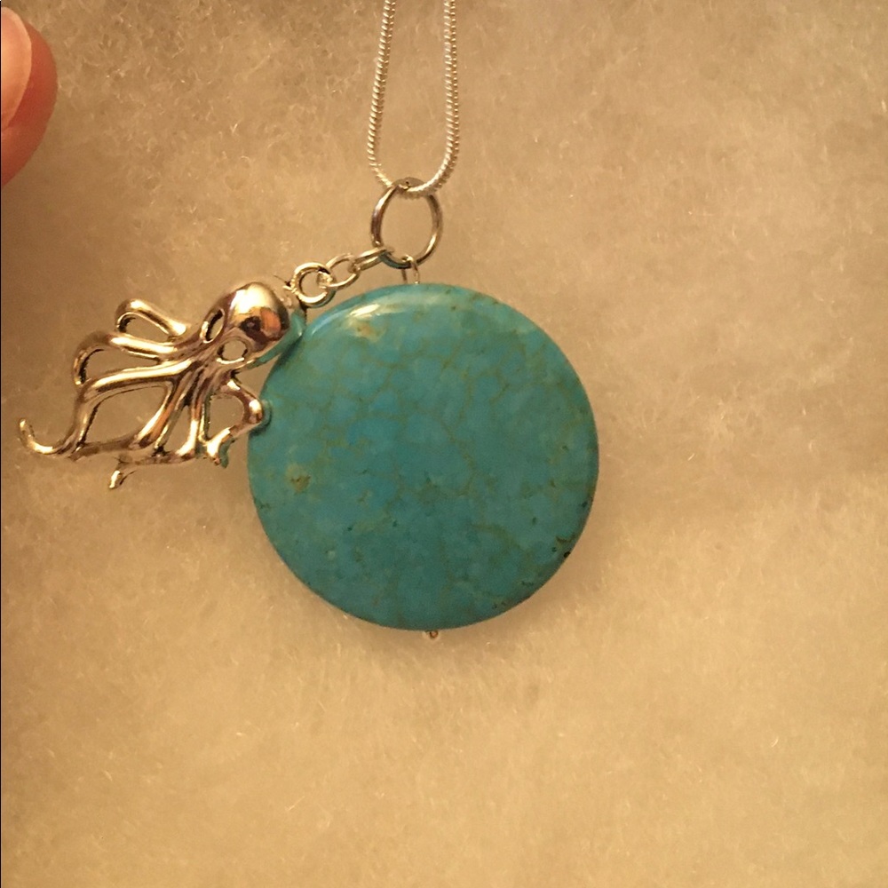 Octopus Necklace w/Turquoise Howlite - Picture 2 of 7